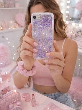 Case-Mate Waterfall Glow Metallic Glitter Phone Case iPhone 8 7 6 Purple Hologra